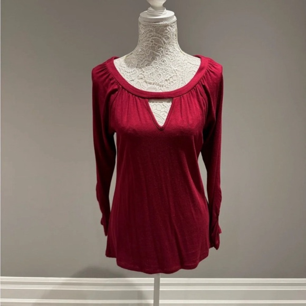Womens Burgundy Long Sleeve Top